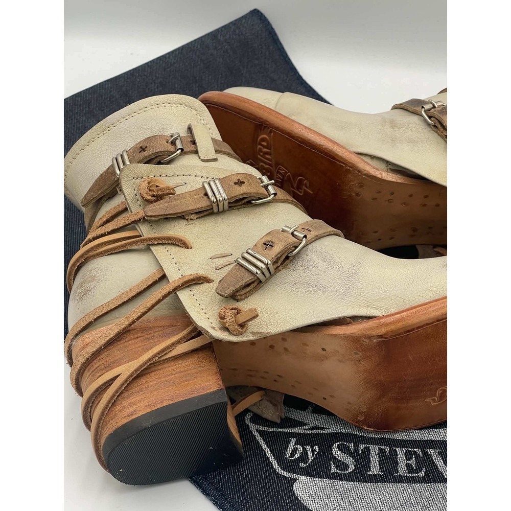 Freebird by Steven Crue Ice Leather Multi Strap Buckle Ankle Boots Size 8